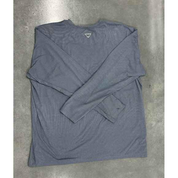 Columbia Omni-Shade Long Sleeve Shirt Blue Striped Pocket Tee Men's XXL - Picture 2 of 3